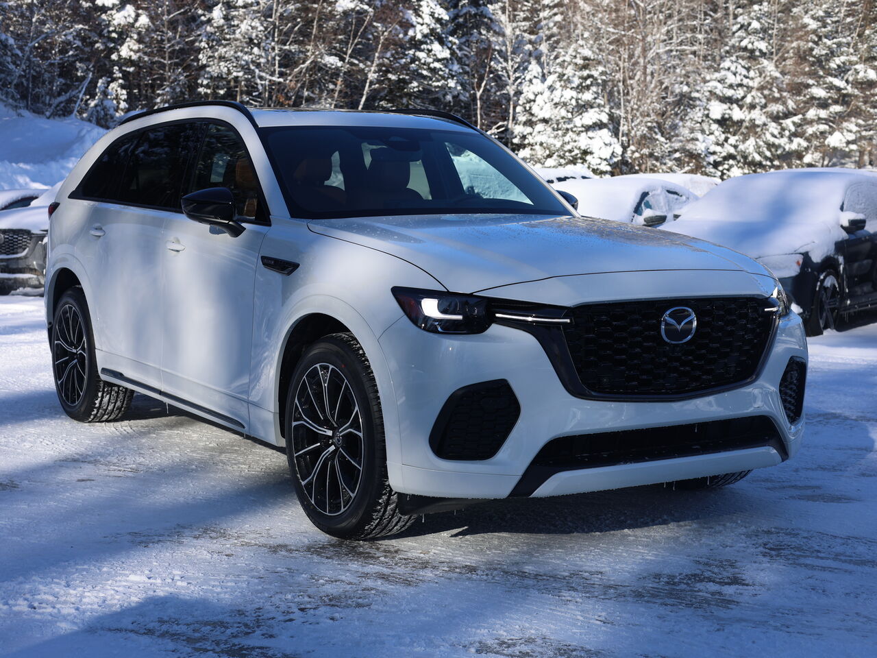 2025 Mazda CX-70 MHEV Signature, 5 passagers, Mode hybride, awd, Toit ouvrant pano, &Eacute;cran 360 pano, cuir Rhodium White Metallic
