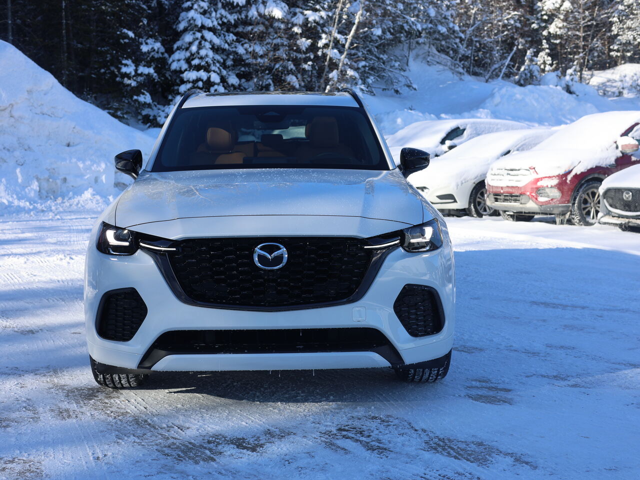 2025 Mazda CX-70 MHEV Signature, 5 passagers, Mode hybride, awd, Toit ouvrant pano, &Eacute;cran 360 pano, cuir Rhodium White Metallic